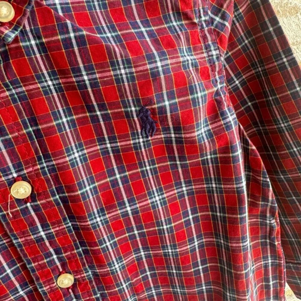Ralph Lauren Long Sleeve Red Plaid Button Down Toddler's Size 18m.